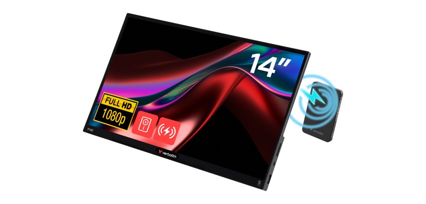 Verbatim Portable Touchscreen Monitor Light 14" Full HD 1080p & Wireless Power Supply