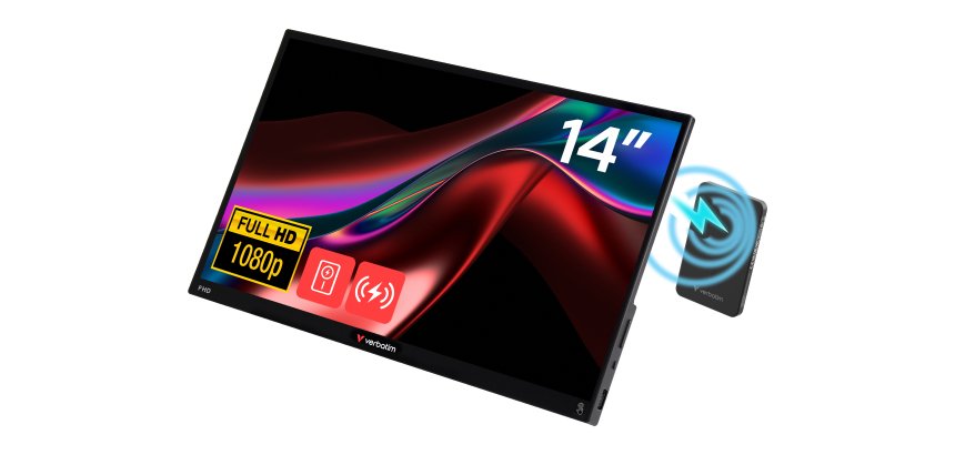 Verbatim Portable Touchscreen Monitor Light 14" Full HD 1080p & Wireless Power Supply