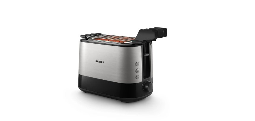 Philips Viva Collection Tostapane HD2639/90, 730W, 2 pinze, 7 livelli di tostatura, vassoio raccogli briciole