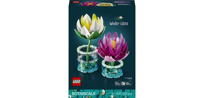 LEGO Botanicals 11511 Ninfee, Piante Artificiali con Fiori Finti in 2 Vasi, Decorazione Camera da Letto, Regalo Bambini 9+