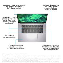 HP ZBook Studio G10 Intel® Core™ i7 i7-13700H Station de travail mobile 40,6 cm (16") WUXGA 16 Go DDR5-SDRAM 1 To SSD NVIDIA Quadro RTX 3000 Wi-Fi 6E (802.11ax) Windows 11 Pro Argent