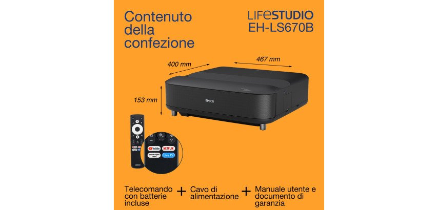 Epson Lifestudio Grand EH-LS670B - Nero metallizzato