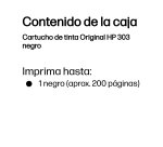 HP Cartucho de tinta Original 303 negro