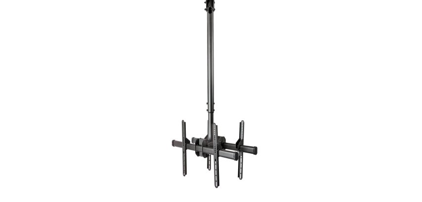 StarTech.com Dual TV Plafondbeugel, Rug-aan-Rug Heavy-Duty Ophangbeugel, VESA Beugel voor Dual 32"-75" TVs / Displays, Kantelen/Draaien/Roteren, In hoogte verstelbare telescopische paal