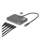 StarTech.com QUAD-USB-DP-ADAPT station d'accueil Avec fil USB 3.2 Gen 1 (3.1 Gen 1) Type-C Gris