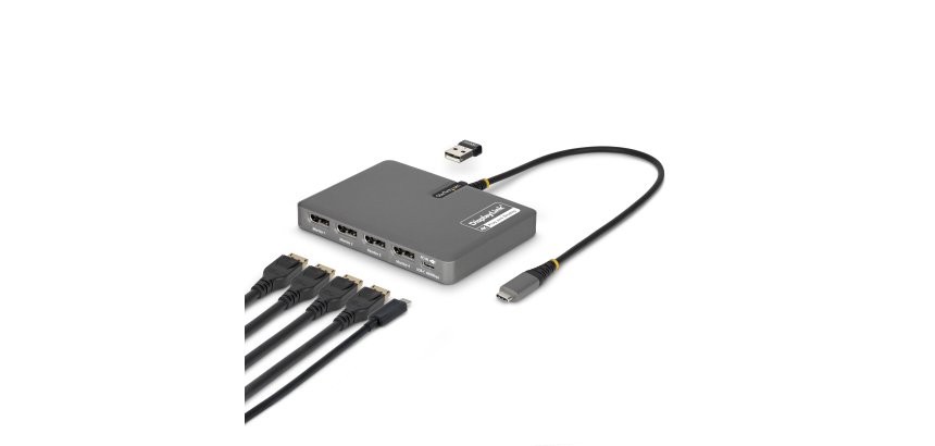 StarTech.com QUAD-USB-DP-ADAPT station d'accueil Avec fil USB 3.2 Gen 1 (3.1 Gen 1) Type-C Gris