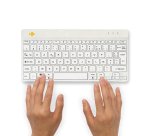 R-Go Tools Clavier ergonomique R-Go Compact Break, clavier compact avec logiciel de pause,AZERTY (FR), Bluetooth, blanc