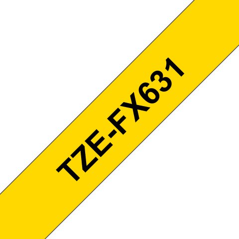 Brother TZE-FX631 Casete de cinta laminada original amarillo sobre negro, 6 mm x 8 m