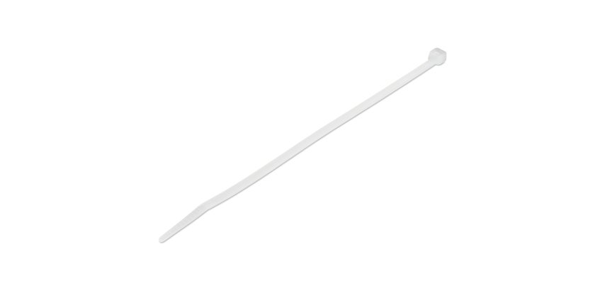 StarTech.com Bridas de 20cm para cables - 4 mm de ancho, 55 mm de diámetro, soportan 22 kg de tensión, de nylon, cierre automático y punta curva, 94V-2/UL, paquete de 100 - blancas