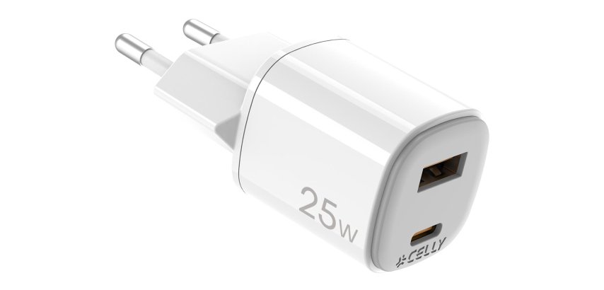 Celly UPTC1USB1USBC25 cargador de dispositivo móvil Cámara digital, Micrófono, Smartphone, Tableta, Teléfono Blanco USB Interior