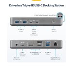 StarTech.com USB-C Docking Station Triple 4K Displays (2x 4K 60Hz, 1x 4K 30Hz), 100W Power Delivery, 6x USB 10Gbps, Gigabit Ethernet, DisplayPort + HDMI, Driverless Windows Laptop Dock