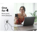 Conceptronic 4-Port 100W GaN USB PD Charger with USB-C Charging Cable, USB-C x 3, USB-A x 1, QC 3.0, PPS