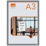 Porte-affiche nobo magnetique autocollant a3 cadre coloris  gris