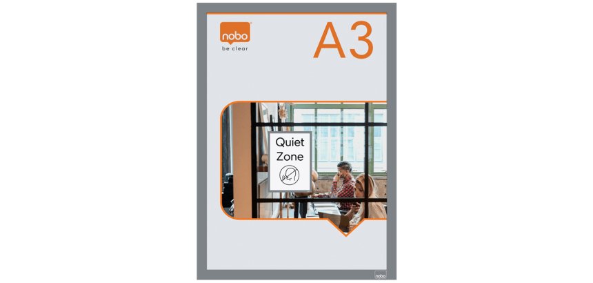 Porte-affiche nobo magnetique autocollant a3 cadre coloris  gris