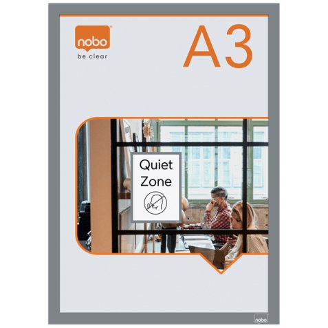 Porte-affiche nobo magnetique autocollant a3 cadre coloris  gris