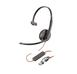 HP Poly Auriculares monoaurales Blackwire 3210 USB-C + Adaptador USB-C/A
