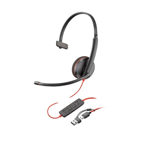 POLY Micro-casque Blackwire 3210 monaural USB-C + adaptateur USB-C/A