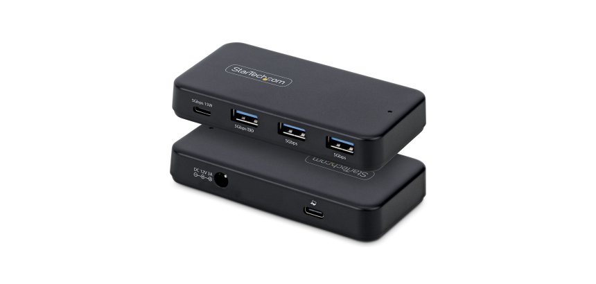 StarTech.com Hub USB-C y Tipo A de 4 Puertos - Ladrón USB de 5Gbps - Autoalimentado - Con Cable Host Tipo C y USB-A - 1x USB-C y 3x USB-A (1x BC 1.2) - Adaptador de Corriente de 36W - Mac/Windows