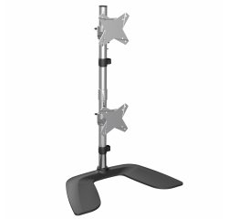 StarTech.com Verticale Dual Monitorsteun, Ergonomisch Bureaustandaard voor Verticaal Gestapelde Schermen, Vrijstaande Universele Monitorbeugel, In Hoogte Verstelbaar - Voor maximaal twee 27" of 34" Ultrawide (8kg) VESA Gemonteerde Schermen