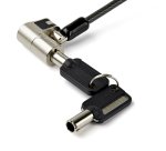 StarTech.com 6.6ft (2m) 3-in-1 Universal Laptop Cable Lock - Keyed Laptop/Desktop Security Cable Lock Compatible w/ K-Slot, Nano & Wedge Slot Computer - Anti-Theft Steel Cable Lock with Keys - TAA