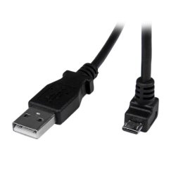 Cable Adaptador 2m USB A Macho a Micro USB B Macho Acodado en Ángulo hacia Abajo para Teléfono Móvil