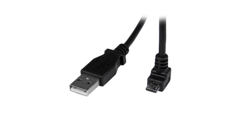 Cable Adaptador 2m USB A Macho a Micro USB B Macho Acodado en Ángulo hacia Abajo para Teléfono Móvil