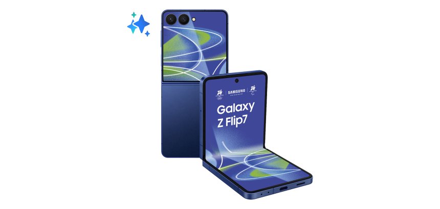 Samsung Galaxy Z Flip7 Smartphone AI, RAM 12GB, 256GB, Display 4,1" Super AMOLED/6,9" Dynamic AMOLED 2X, Fotocamera 50MP, Blue Shadow