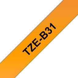 Ruban pour PTOUCH laminé Noir/Orange fluo 12mmx8m TZEB31