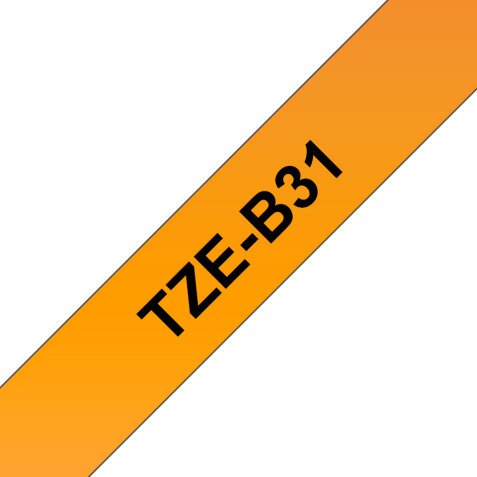 Ruban pour PTOUCH laminé Noir/Orange fluo 12mmx8m TZEB31