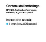 HP 912XL Cartouche d'encre cyan authentique, grande capacité