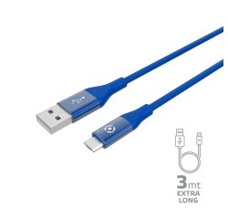 Celly USBMICROCOL3MBL cavo USB 3 m USB A Micro-USB B Blu