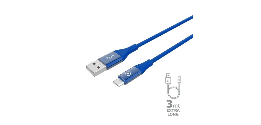 Celly USBMICROCOL3MBL cavo USB 3 m USB A Micro-USB B Blu