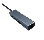 AISENS Conversor USB 3.0 a ethernet gigabit 10/100/1000 Mbps + Hub 3 x USB 3.0, Gris, 15 cm