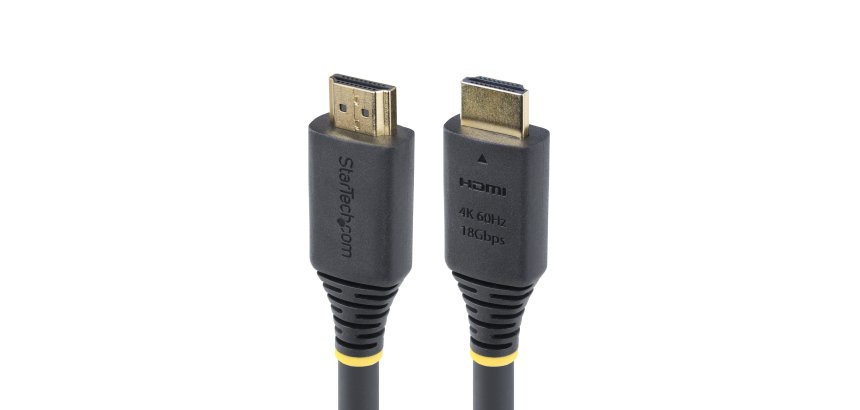 StarTech.com Câble HDMI Haut Débit de 5m Certifié Premium, 4K 60Hz/1440p 144Hz, HDR10/HDCP 2.2/ARC, 18Gbps, Cordon HDMI 2.0 UHD pour TV/Moniteur/Affichage, Gaine TPE