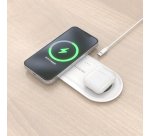 AISENS Cargador Inalambrico USB-C 15W 2 en 1 Para Movil Auriculares, Blanco