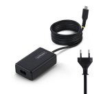 StarTech.com 65W USB-C Laptop Charger, 1.5m Tethered USB-C Cable, Power Adapter Brick for Dell, XPS, HP ProBook, MacBook Pro, Microsoft Surface Pro