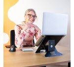 R-Go Tools Support pour ordinateur portable R-Go Riser Document, ergonomique, pliable et réglable avec porte-documents, noir