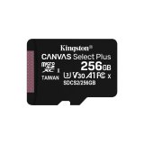 Kingston Technology Paquete de una tarjeta micSDXC Canvas Select Plus 100R A1 C10 de 256 GB sin ADP