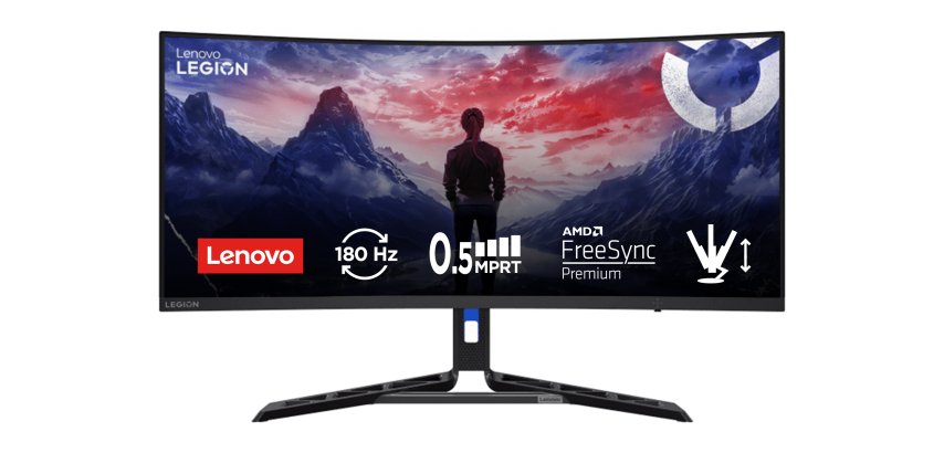 Lenovo Legion R34w-30 - Monitor Gaming 34" VA Curvo 1500R UWQHD 3440x1440 0 180Hz 0.5ms - Speakers AMD FreeSync Premium + VESA AdaptiveSync 2xHDMI 2.1 + 1xDP 1.4 - Stand Height + Tilt + Swivel Cavo DP incluso