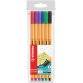 Point 88 stylo-feutre pointe fine (0,4 mm) - Pochette de 6 stylo-feutres - Coloris assortis