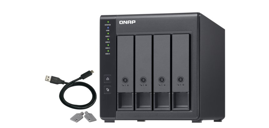 QNAP TR-004 Boîtier de disques de stockage Boîtier disque dur/SSD Noir 2.5/3.5"