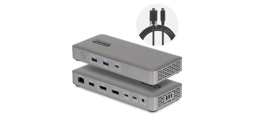 StarTech.com Station d'Accueil USB4, Double Sortie 4K Sans Pilote pour macOS et Windows, Station d'Accueil USB-C Universelle avec Chargeur d'Ordinateur Portable de 100W et 2,5GbE