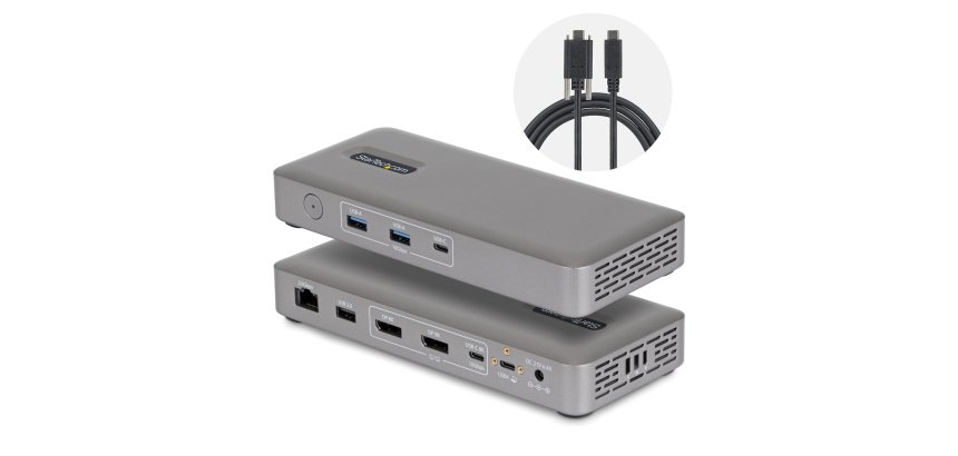 StarTech.com Station d'Accueil USB4, Double Sortie 4K Sans Pilote pour macOS et Windows, Station d'Accueil USB-C Universelle avec Chargeur d'Ordinateur Portable de 100W et 2,5GbE