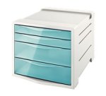 Bloc de classement 4 tiroirs Colour'Breeze Bleu. Dimensions (lxhxp) : 24,5x36,5x28,5cm