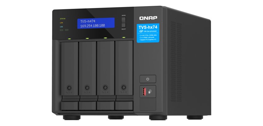 QNAP TVS-H474 NAS Tower Intel® Core™ i3 i3-12100 8 GB DDR4 0 TB QuTS hero Nero