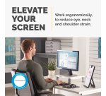 Fellowes Computer Monitor Stand with 3 Height Adjustments - Standard Monitor Riser with Cable Management - Ergonomic Adjustable Monitor Stand for Computers - Max Weight 27KG/Max Size 21" - Platinum