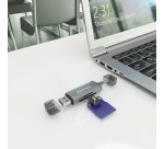 AISENS Lector de Tarjetas SD, Micro SD, MMC, RS-MMC, MMC Micro, USB-A y USB-C, Gris