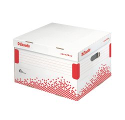 Conteneur esselte speedbox carton blanc recyclé 433x263x364mm montage rapide capacité 4/5 boîtes dos 80/100mm