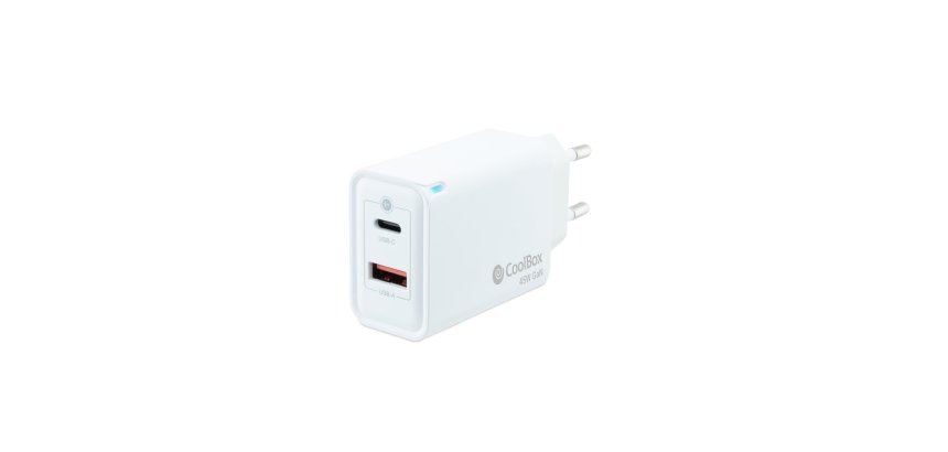 CoolBox CARGADOR GAN 45W USB-C/USB-A PARED