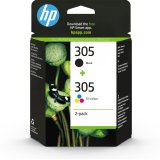 HP 305 2-Pack Tri-color/Black Original Ink Cartridge cartuccia d'inchiostro 2 pz Originale Resa standard Nero, Ciano, Magenta, Giallo